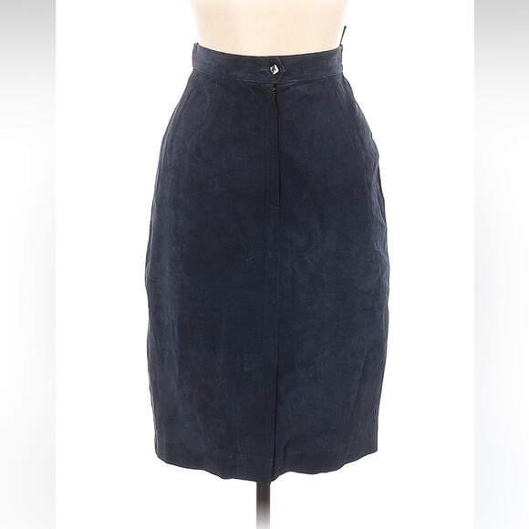 The Olde Hide House Acton blue suede midi pencil skirt, size 10 - Picture 2 of 6